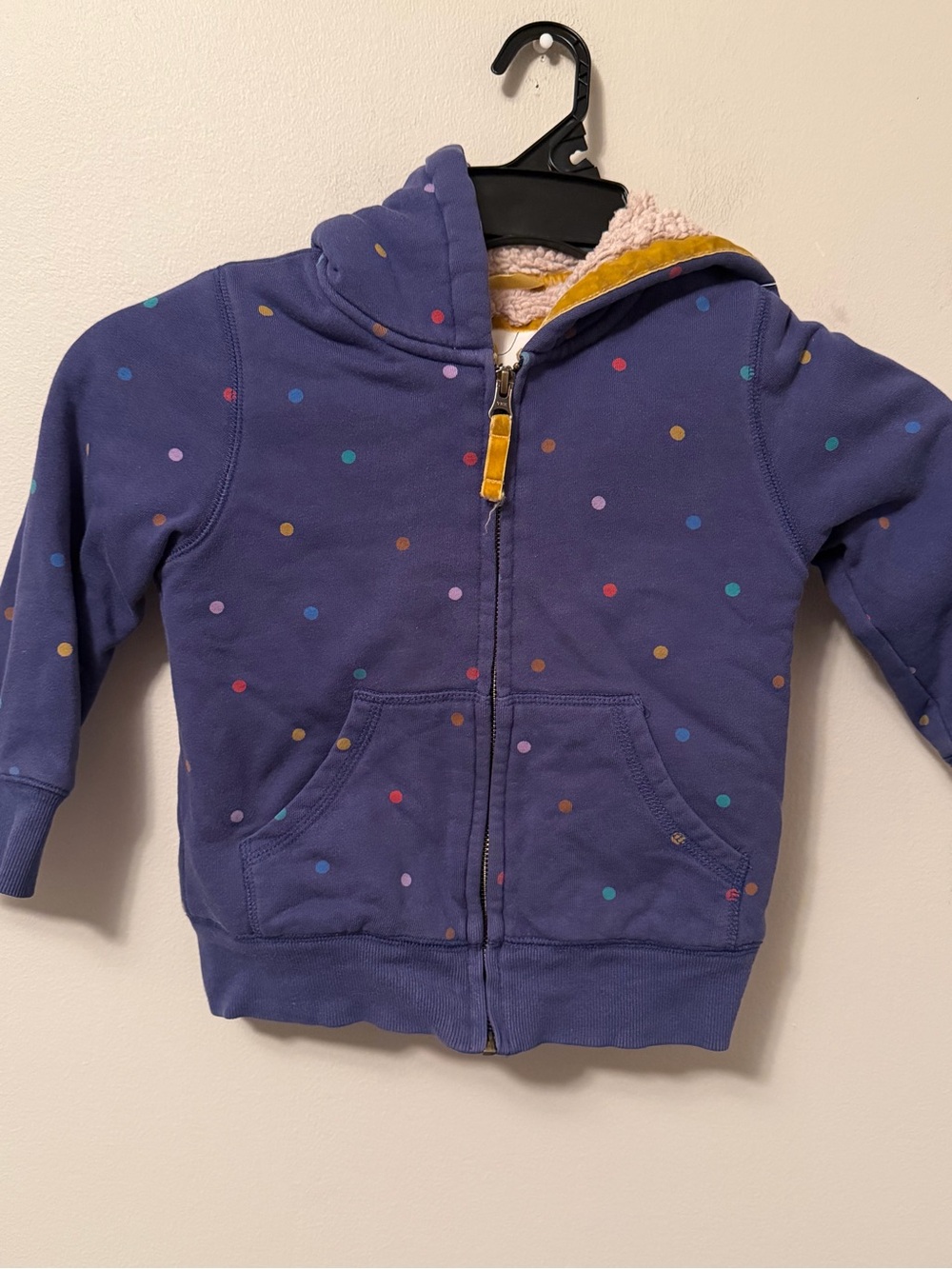 Mini Boden Navy Polka Dot Zip Hoodie